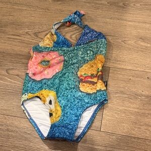 Terez Kids Swim One Piece with Blue and Pink Food Print
